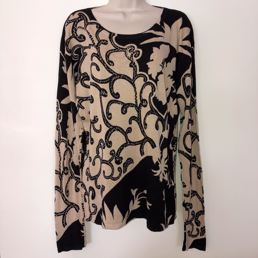 PIERRE NY knit tan black long sweater/85viscose